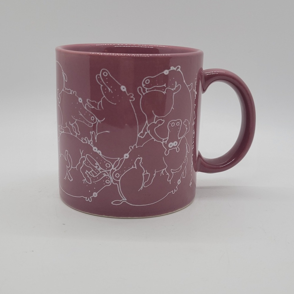 Vintage Taylor & NG Naughty Hippo Coffee Mug Mauve Made in Japan San Francisco